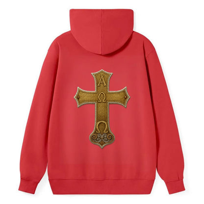 Alpha Omega Cross  - Classic Pullover Hoodie - Red