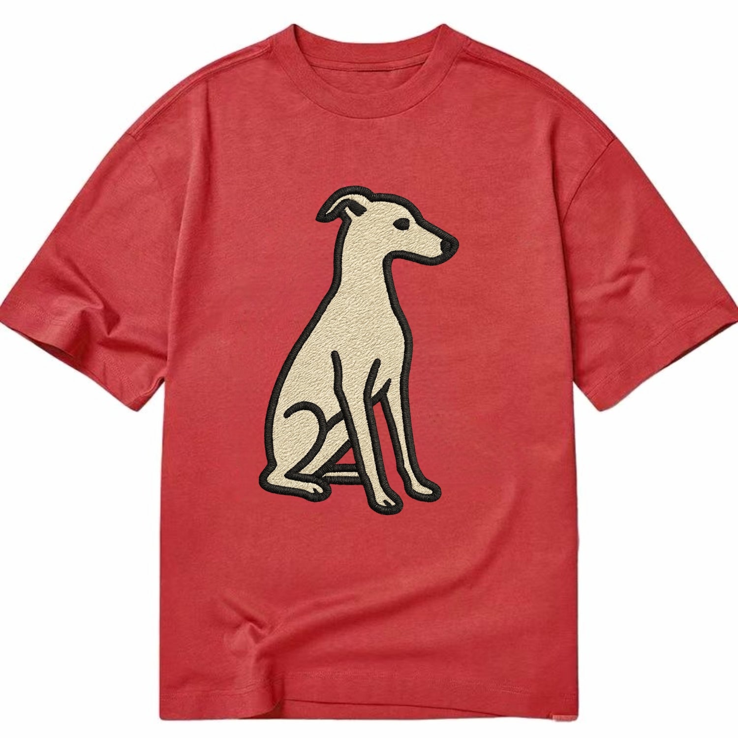 Italian Greyhound - Gray sitting pose - Classic T-shirt - Red