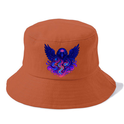 Mysterious raven with feathers showing future visions in neon colors, wings spread - Bucket Hat - Red