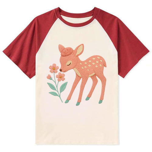 Coral Fawn - Contrast Raglan T-shirt