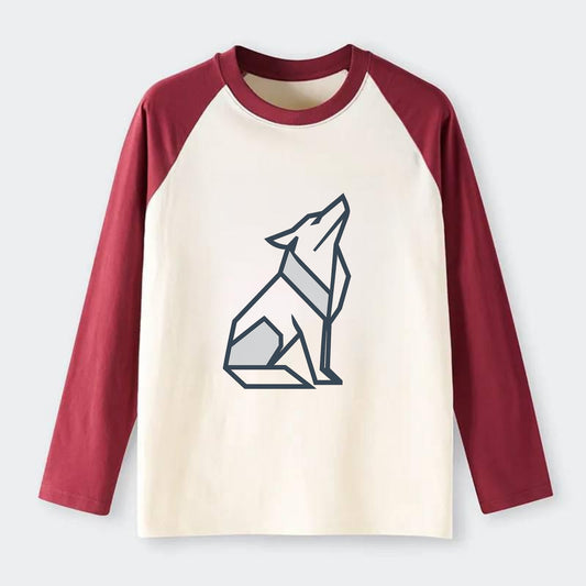 Titanium Wolf Strong  - Raglan Long Sleeve T-Shirt - Red