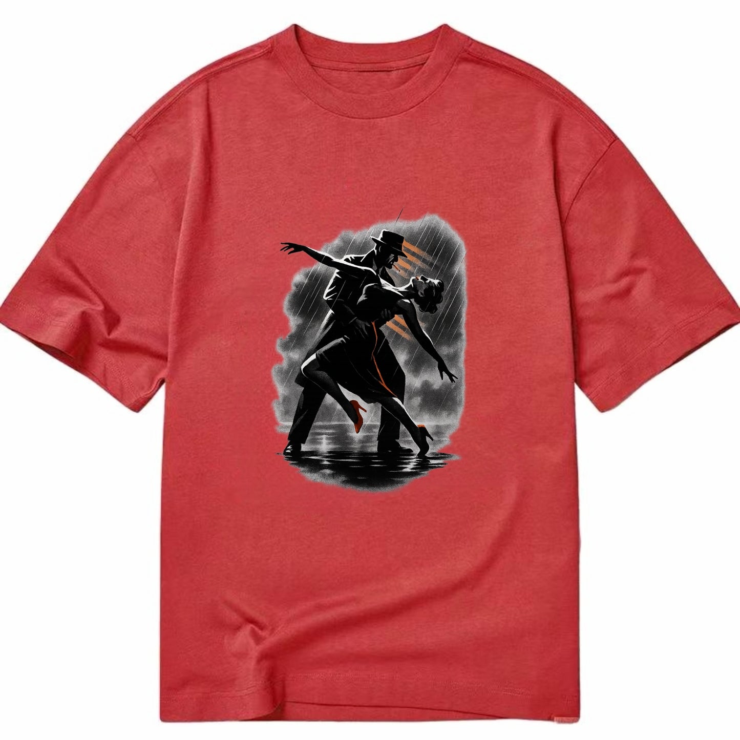 romantic dance pose with woman lifted in the air at lakeside - Classic T-shirt - Red