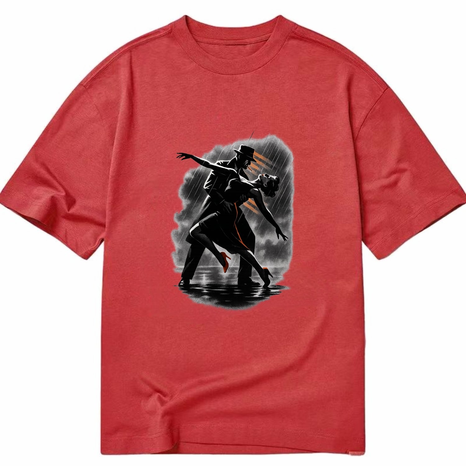 romantic dance pose with woman lifted in the air at lakeside - Classic T-shirt - Red