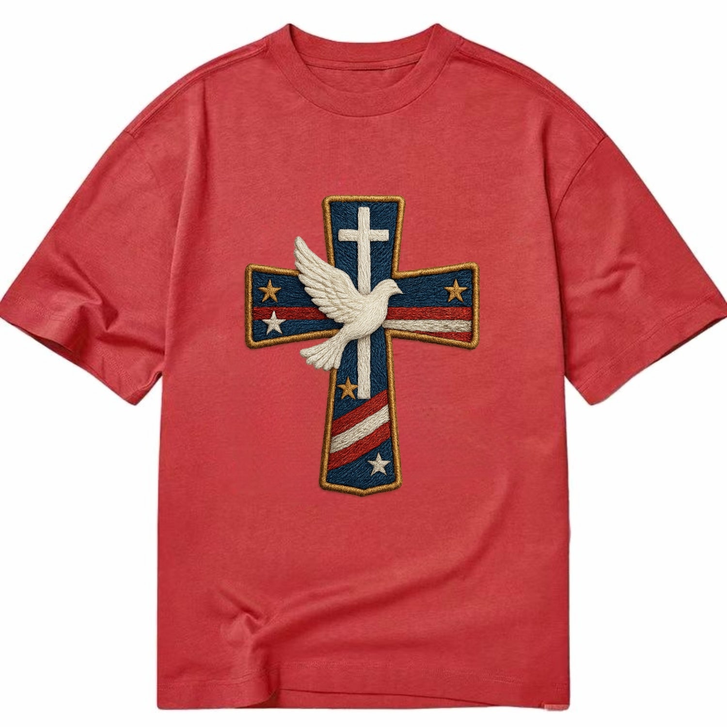 Dove and Cross  - Classic T-shirt - Red