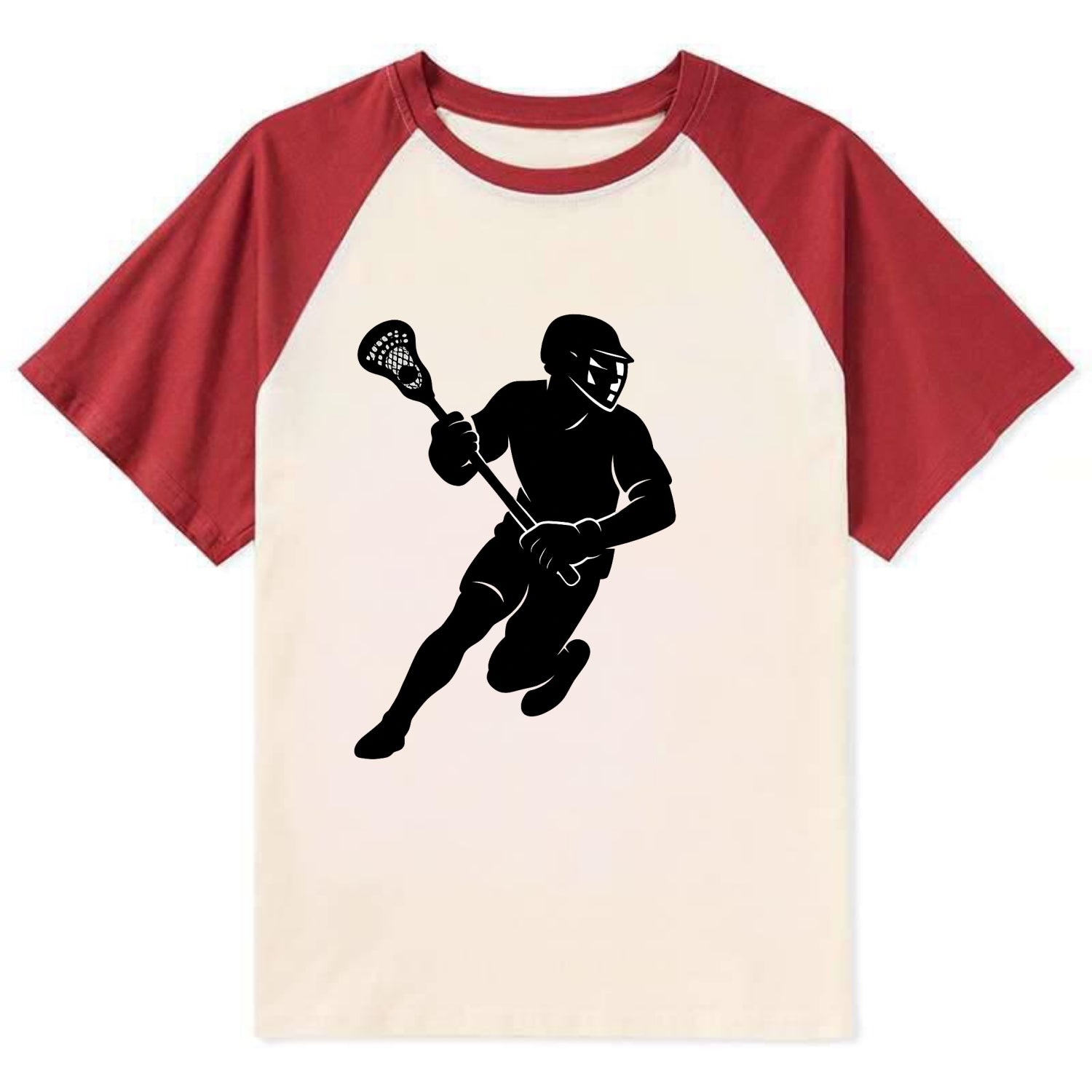 Lacrosse player cradling stick - Contrast Raglan T-shirt - Red