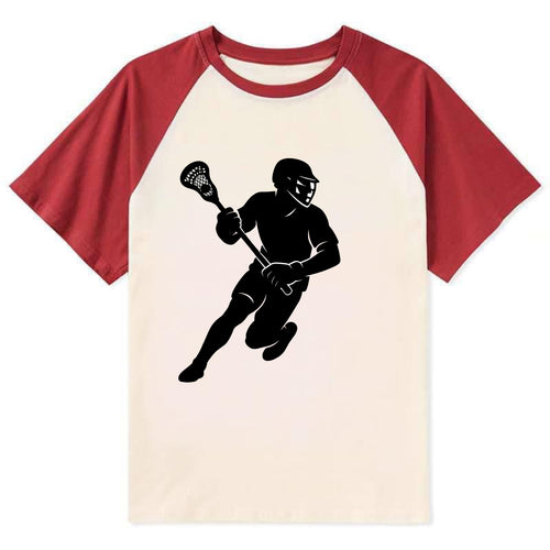 Lacrosse player cradling stick - Contrast Raglan T-shirt