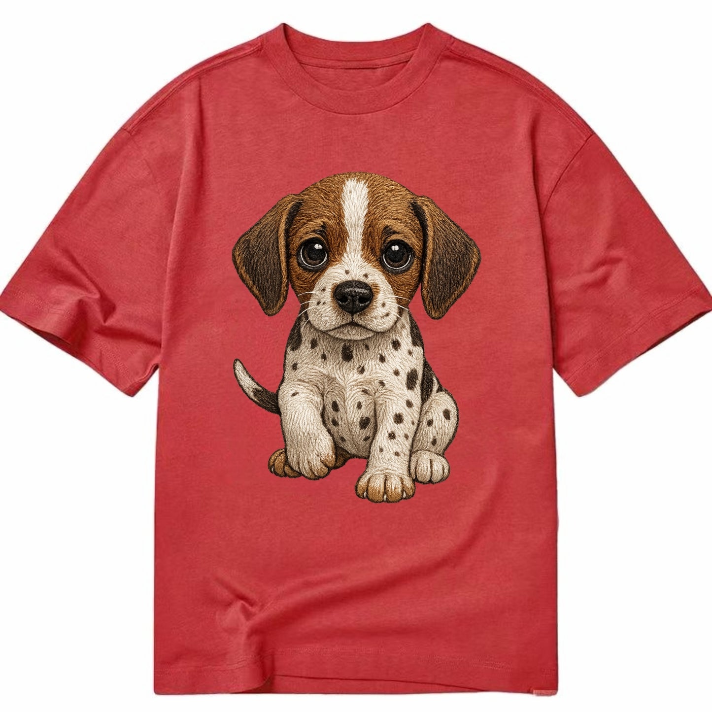 Baby Pointer Puppy - spotted coat, noble stance, alert eyes, front-facing, - Classic T-shirt - Red