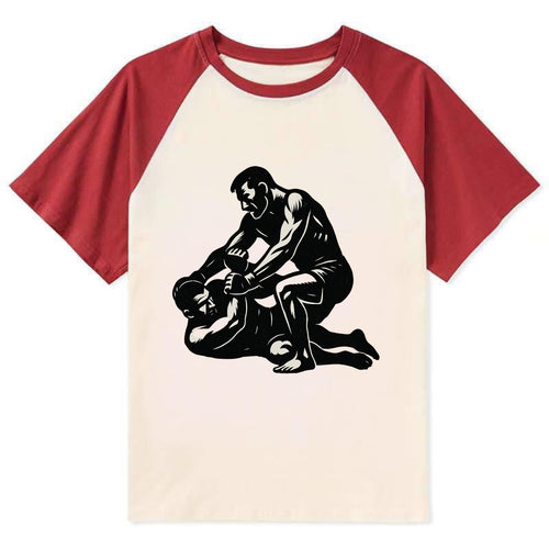 MMA fighter in ground submission hold - Contrast Raglan T-shirt