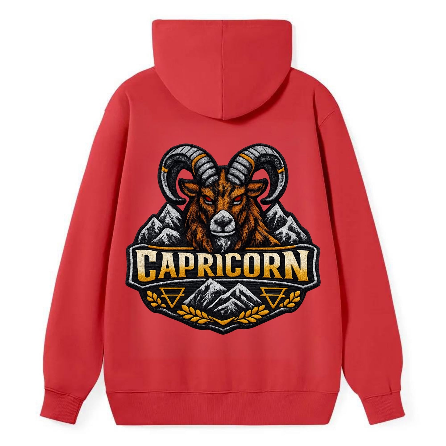 CAPRICORN GOAT - mountain goat in brown and gray , earth sign - Classic Pullover Hoodie - Red