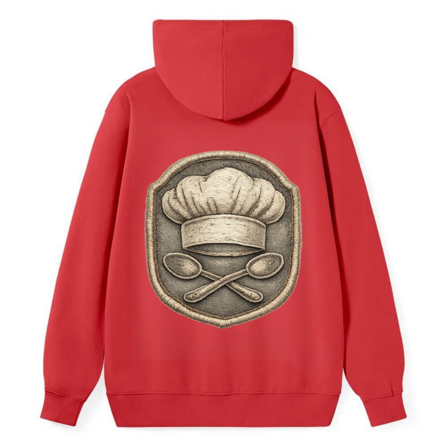 COOKING CHEF HAT - toque blanche with crossed spoons in white and silver - Classic Pullover Hoodie - Red