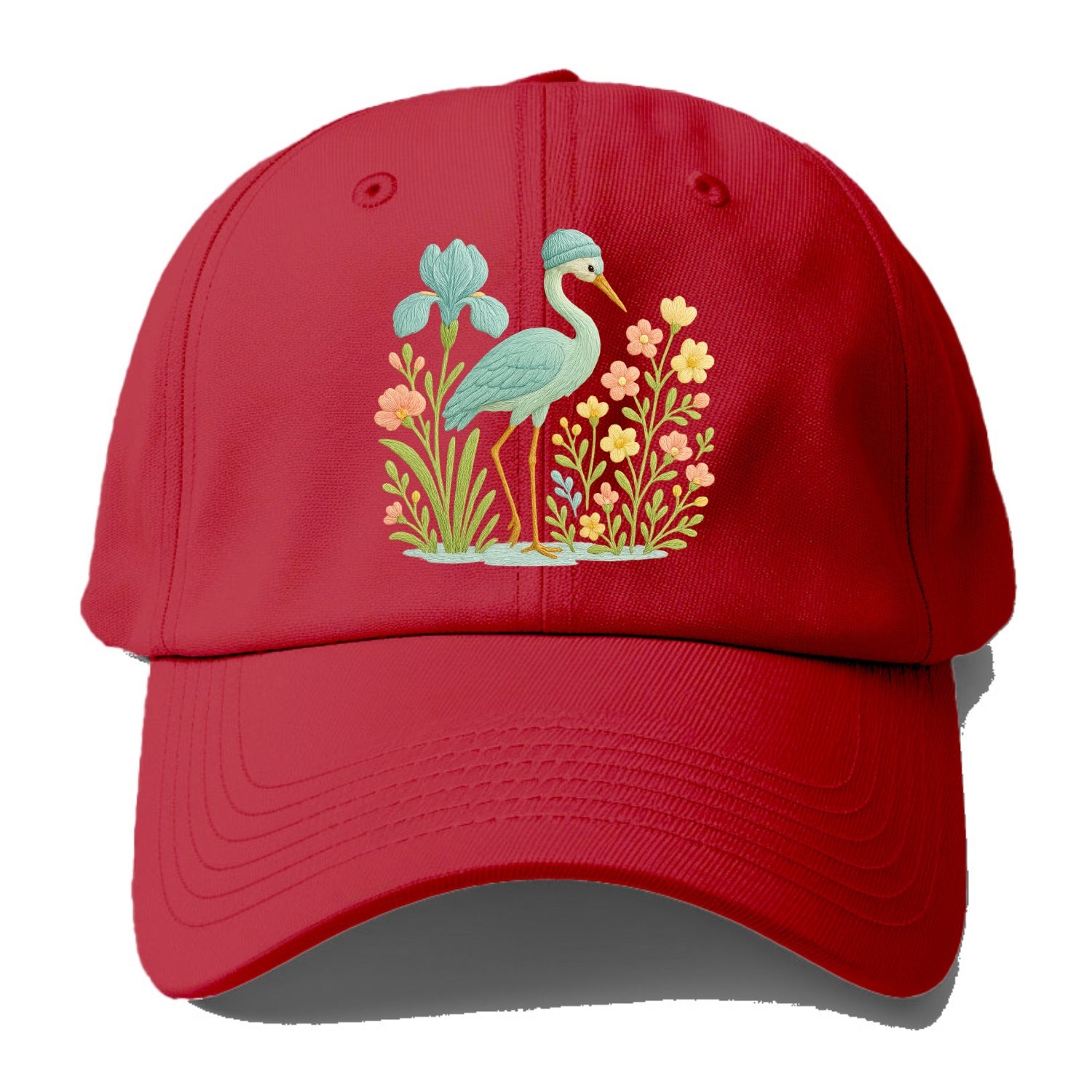 Mint Crane - Baseball Cap - Red