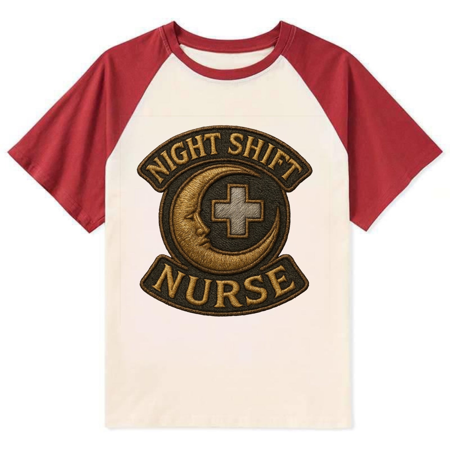 Night Shift Nurse  - Contrast Raglan T-shirt - Red