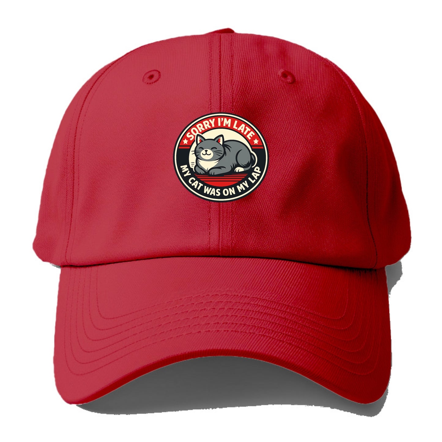 Charming Cat Loaf Excuse Emblem - Baseball Cap - Red