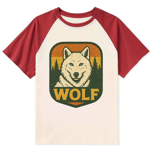 Arctic White Wolf  - Contrast Raglan T-shirt - Red