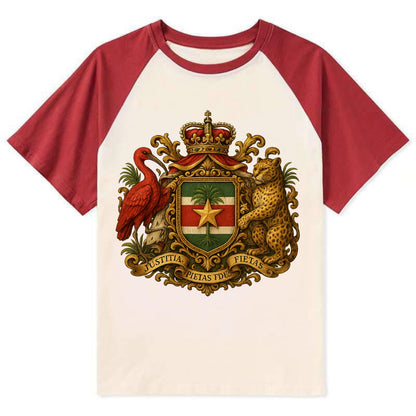 Suriname Star Emblem  - Contrast Raglan T-shirt - Red