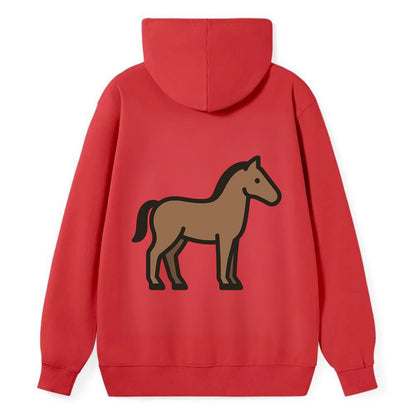 Horse - Brown standing pose flat side profile - Classic Pullover Hoodie - Red