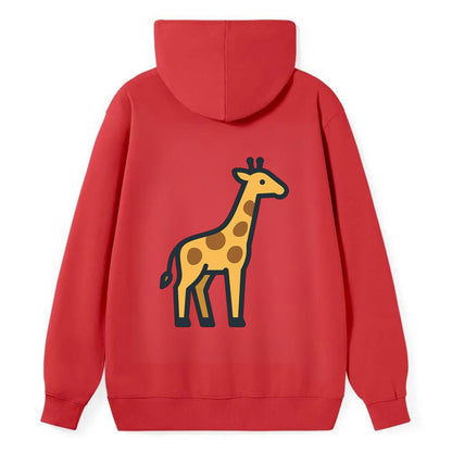 Giraffe - Yellow with brown patches flat side profile - Classic Pullover Hoodie - Red
