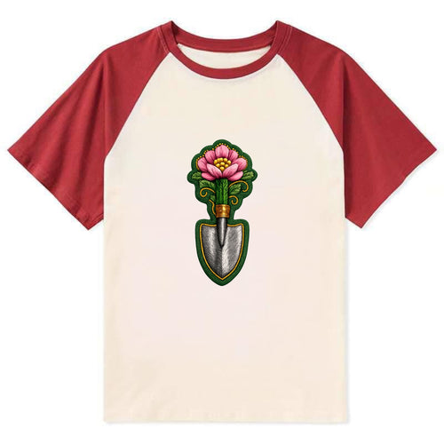 GARDENING TROWEL FLOWER - garden tool with - Contrast Raglan T-shirt