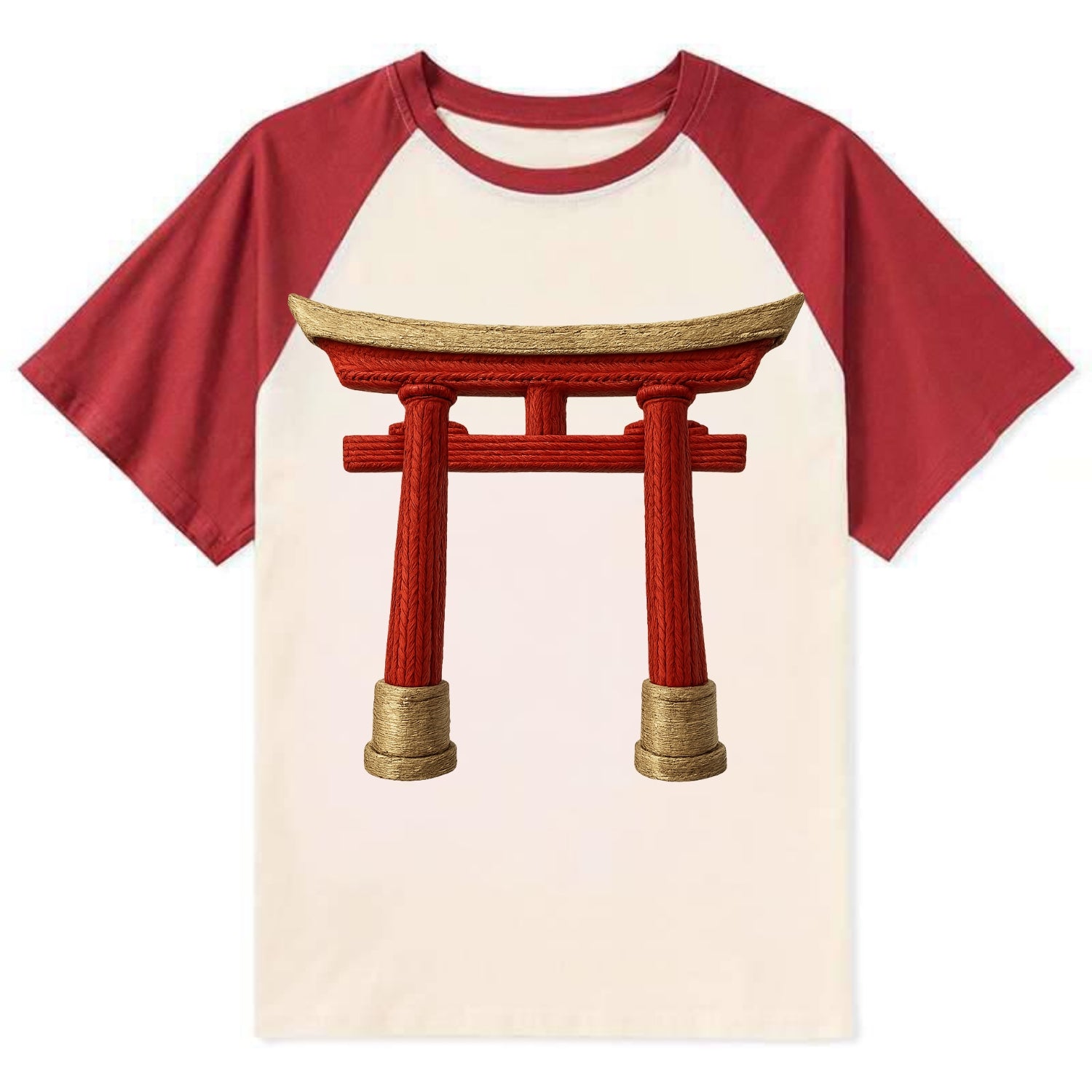 Japanese Torii Gate  - Contrast Raglan T-shirt - Red