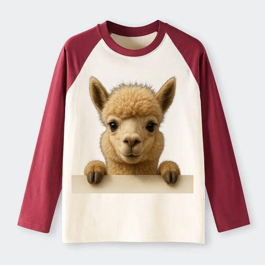 Alpaca  - Raglan Long Sleeve T-Shirt - Red