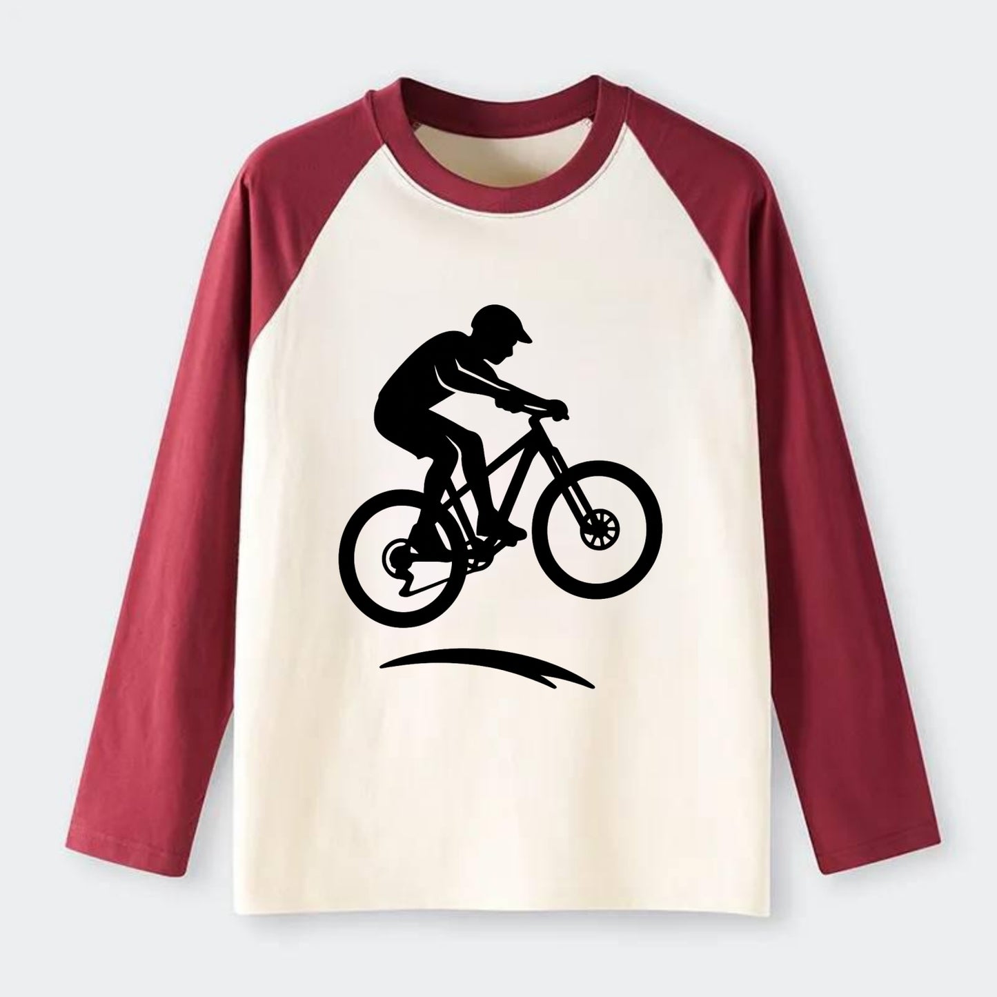 Mountain biker catching air - Raglan Long Sleeve T-Shirt - Red