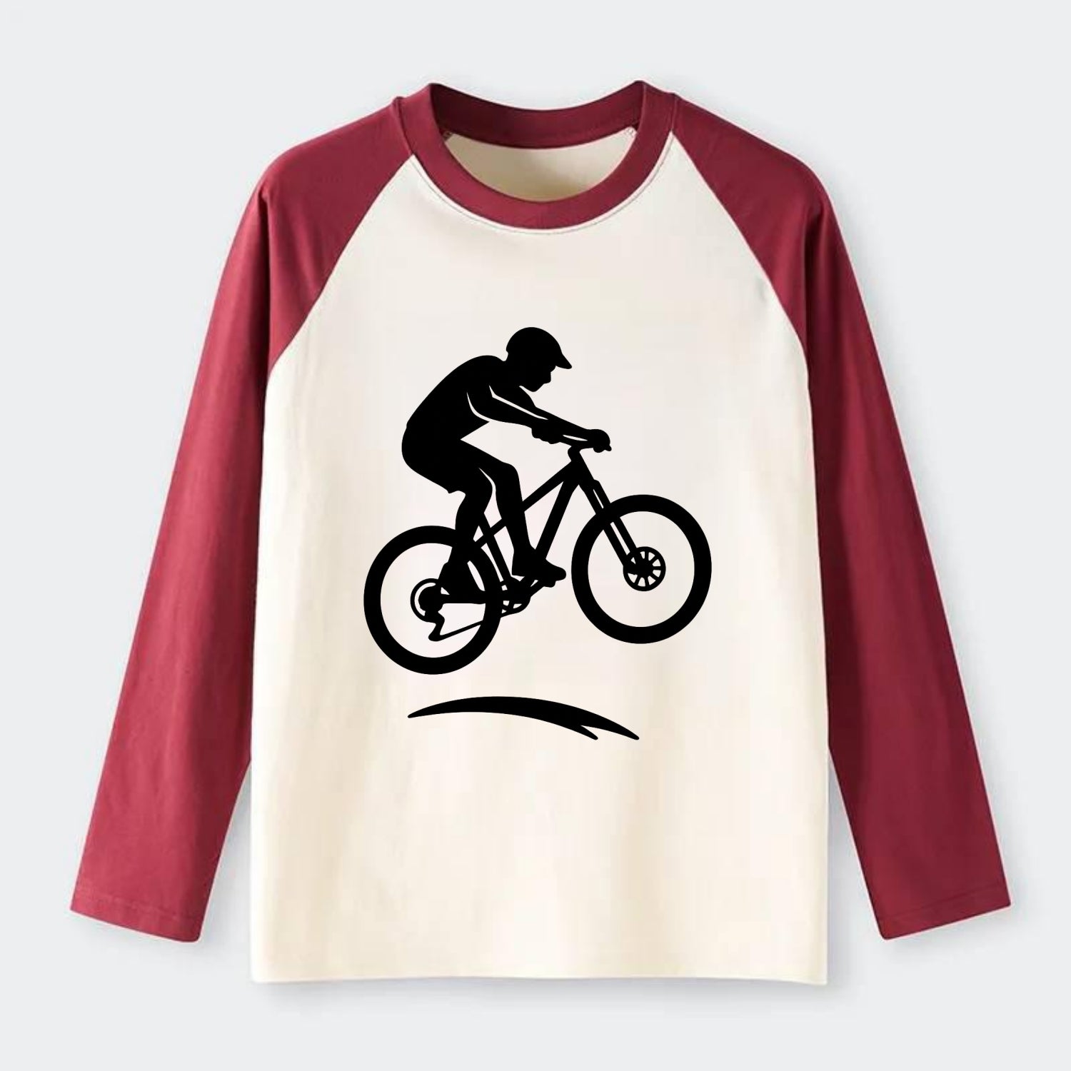Mountain biker catching air - Raglan Long Sleeve T-Shirt - Red
