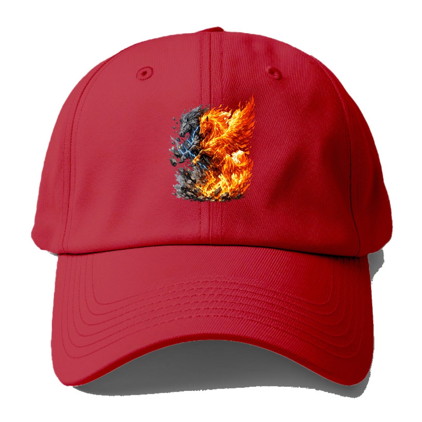 THUNDER FIRE | Horse combining lightning and flame | Electric fire | Storm energy | - Baseball Cap - Red