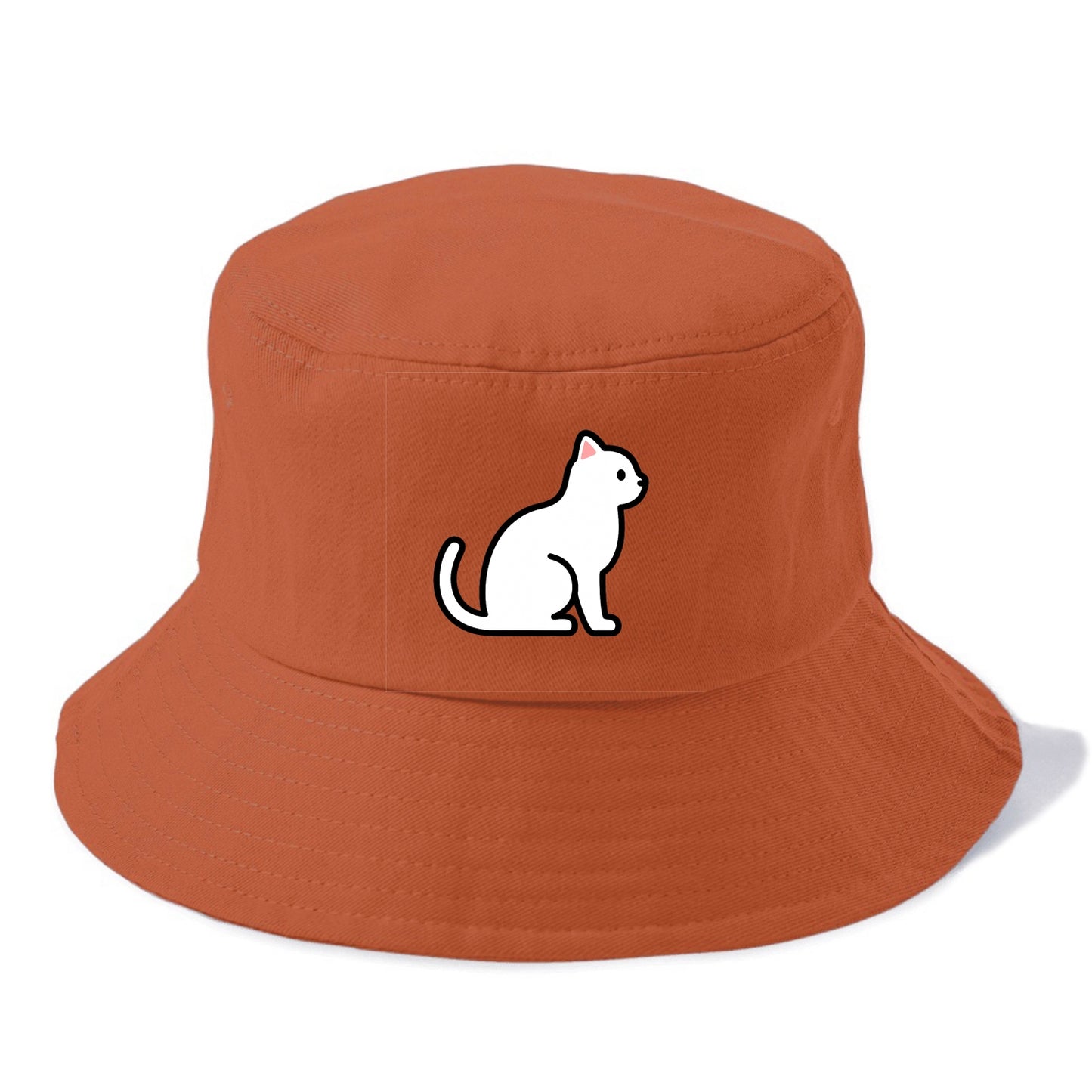Domestic Shorthair - White classic flat side profile - Bucket Hat - Red