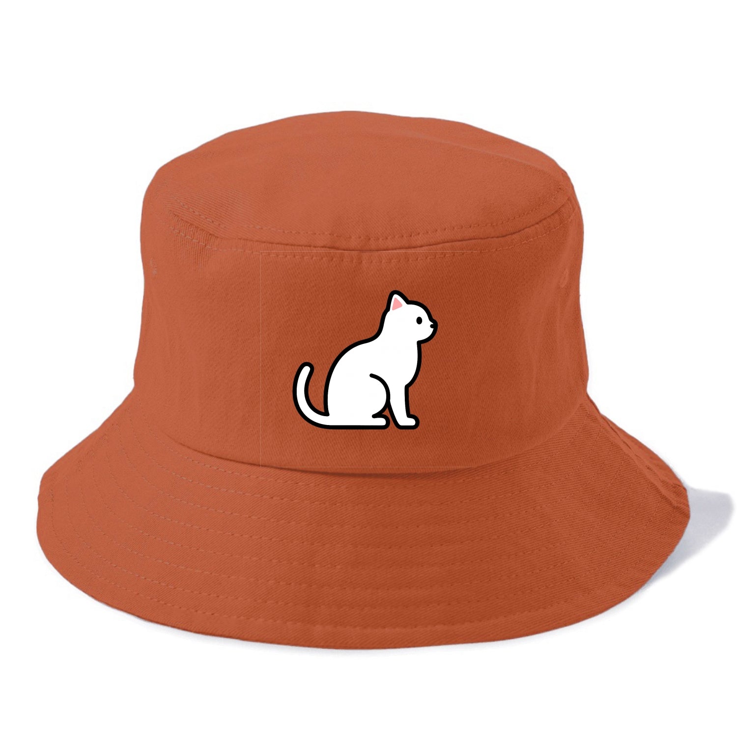 Domestic Shorthair - White classic flat side profile - Bucket Hat - Red