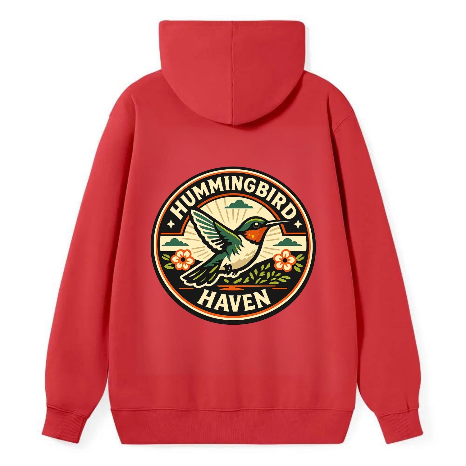 Hummingbird Sanctuary Emblem - Classic Pullover Hoodie - Red