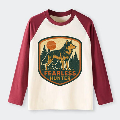 Fearless Hunter  - Raglan Long Sleeve T-Shirt - Red