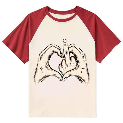 Love You Symbol - Contrast Raglan T-shirt - Red