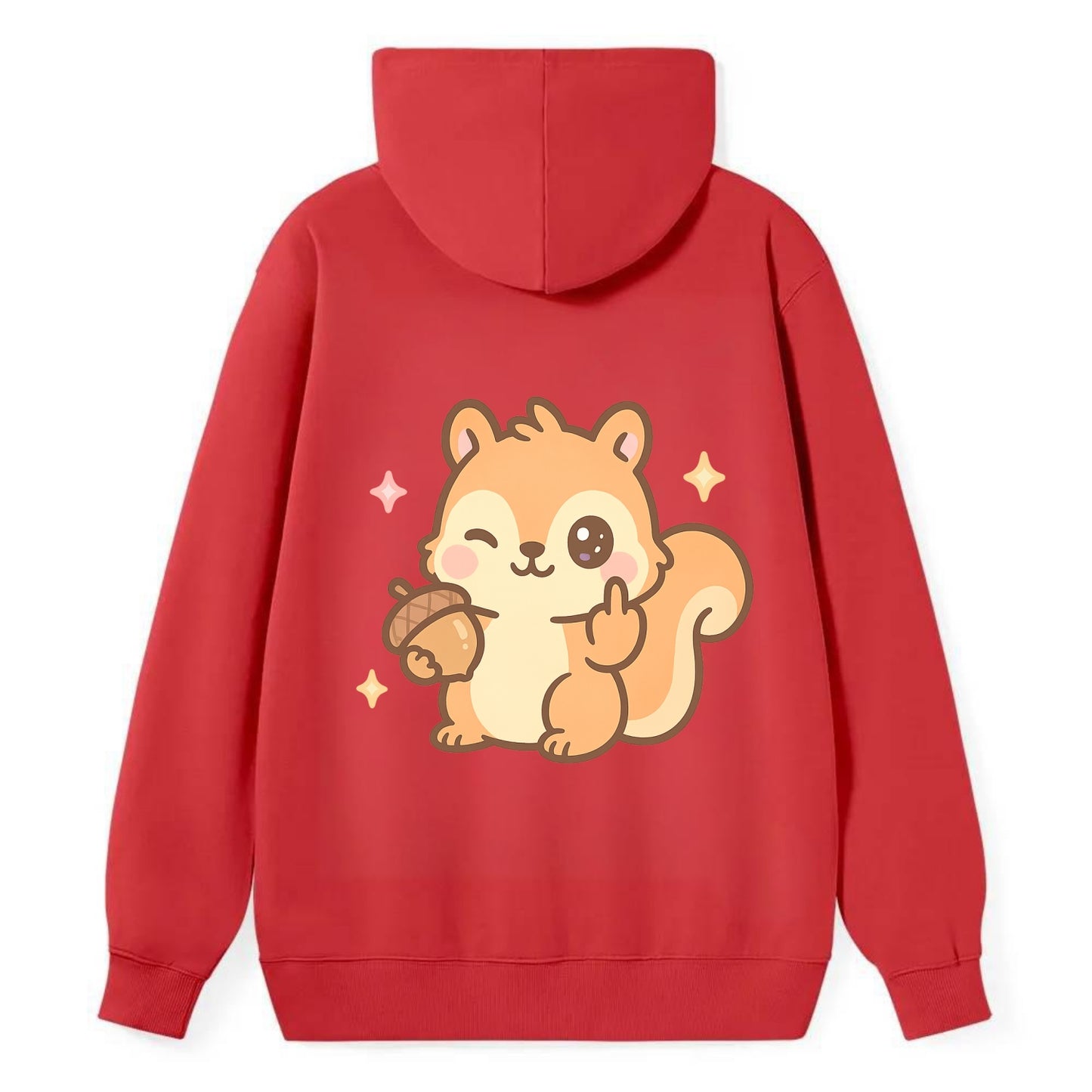 sweet squirrel holding acorn in one paw, flipping off with the other - Classic Pullover Hoodie - Red