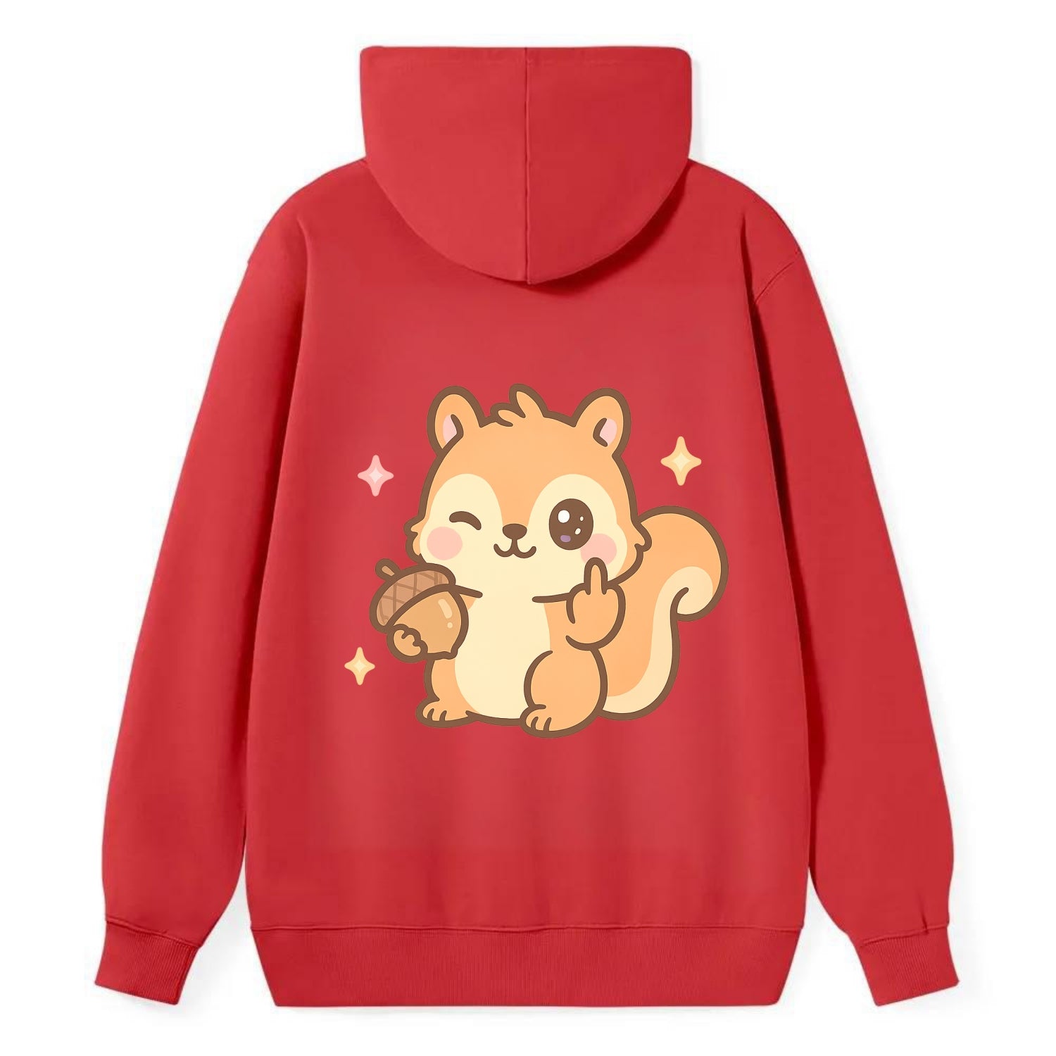 sweet squirrel holding acorn in one paw, flipping off with the other - Classic Pullover Hoodie - Red