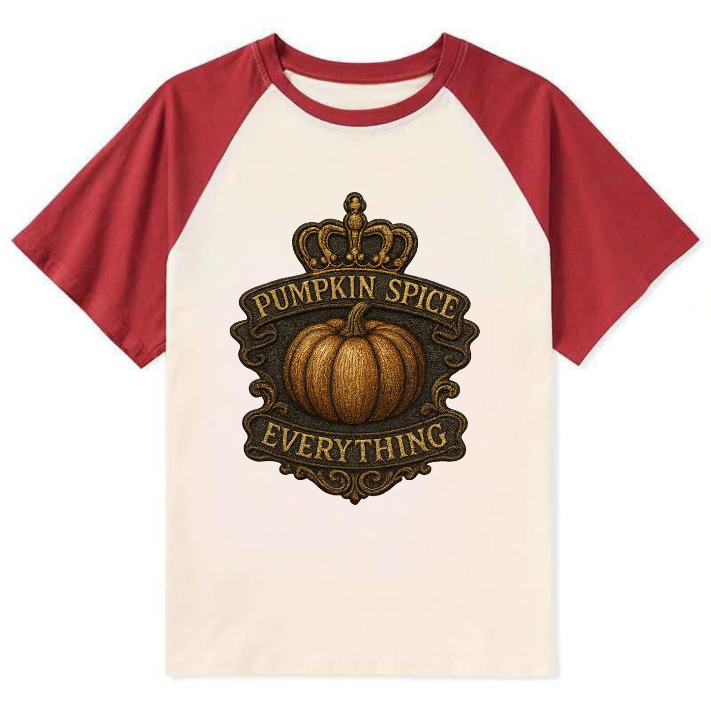 Pumpkin Spice Everything  - Contrast Raglan T-shirt - Red