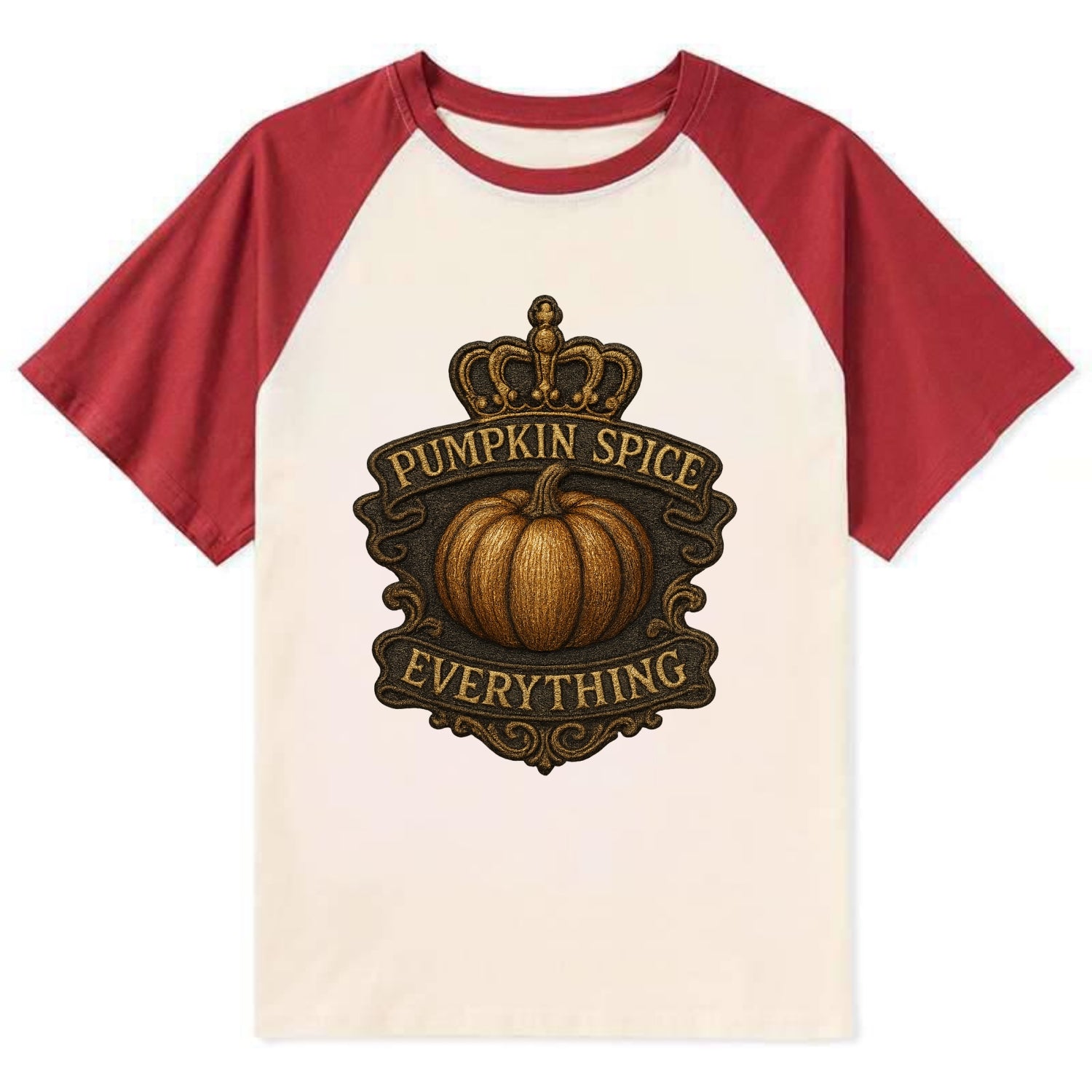 Pumpkin Spice Everything  - Contrast Raglan T-shirt - Red