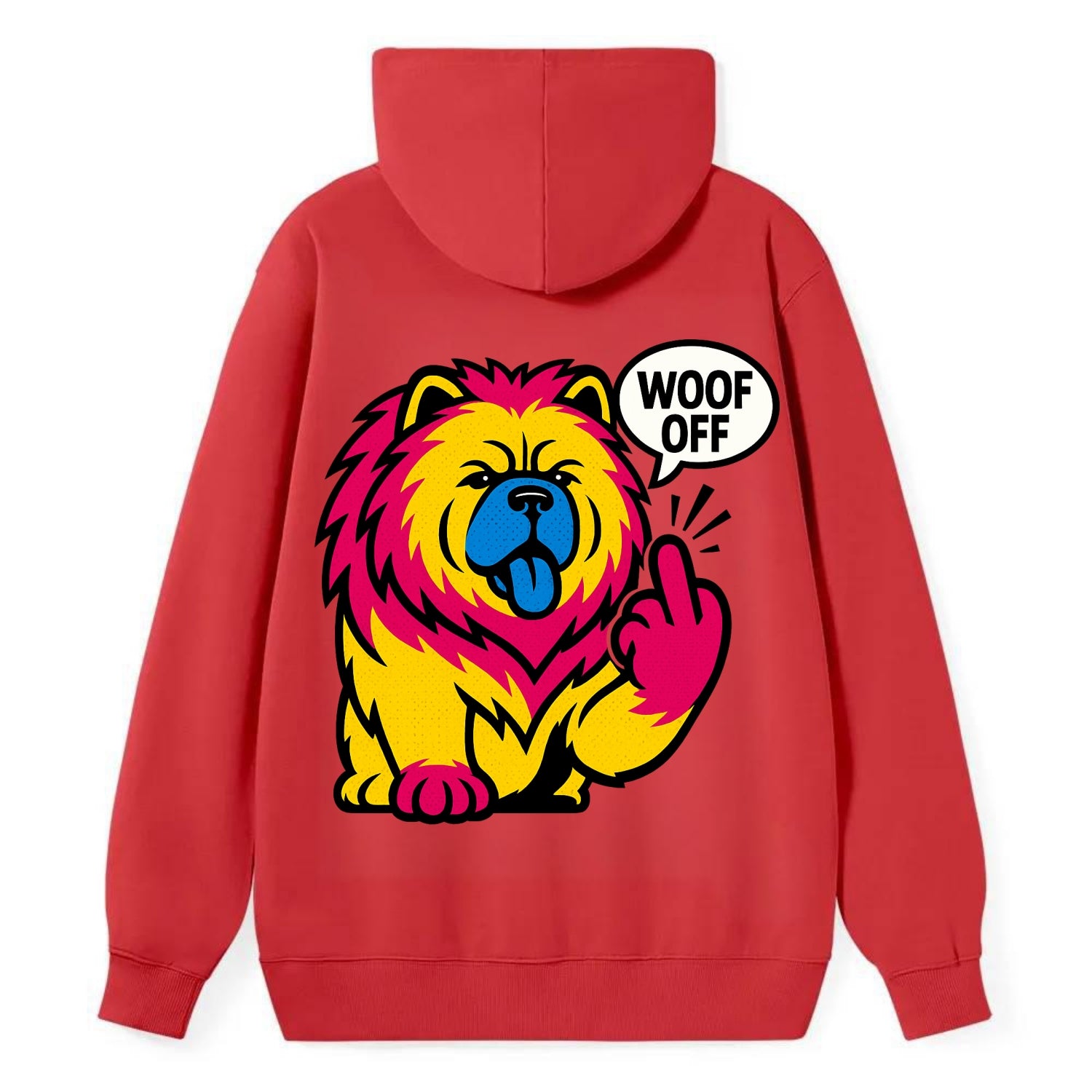 Chow Chow with lion mane and blue-black tongue, fluffy dignified paw up - Classic Pullover Hoodie - Red