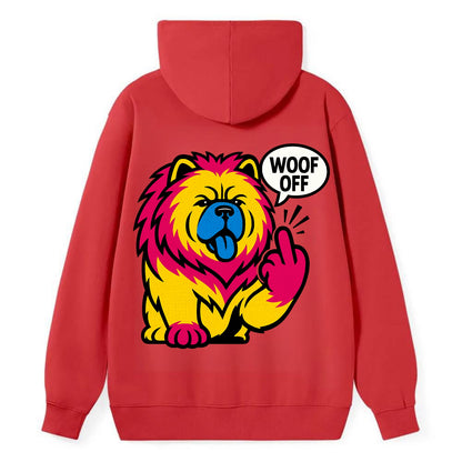Chow Chow with lion mane and blue-black tongue, fluffy dignified paw up - Classic Pullover Hoodie - Red