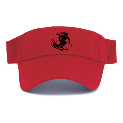 Skier carving down snowy slope - Visor - Red