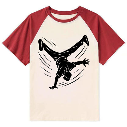 Breakdancer windmill move - Contrast Raglan T-shirt - Red