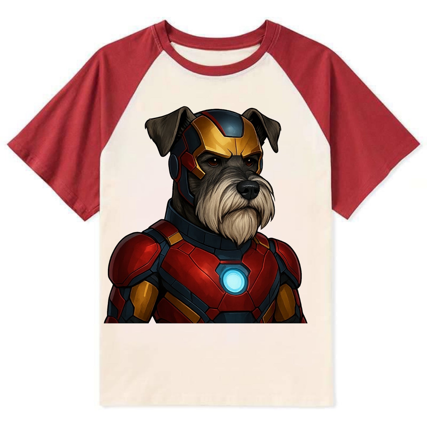 Schnauzer Tech Hero  - Contrast Raglan T-shirt - Red