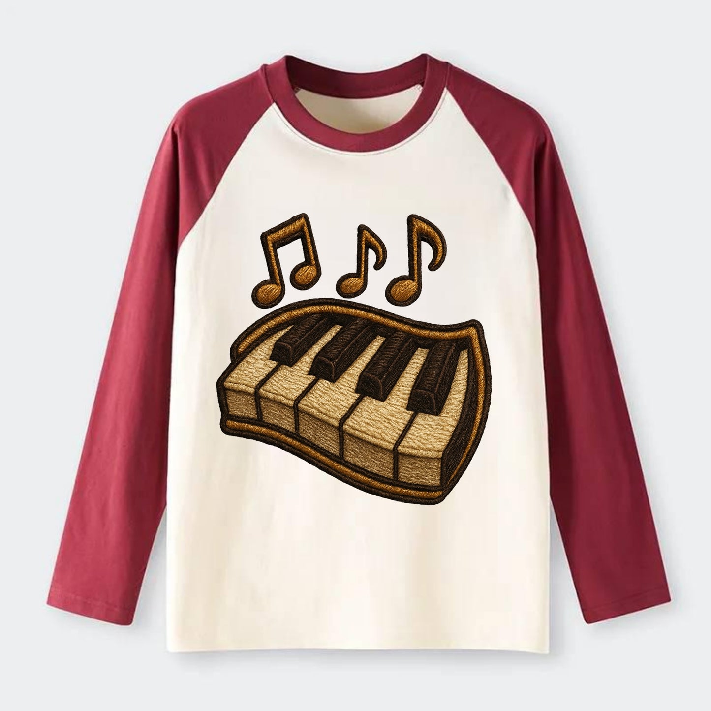 Piano Keys  - Raglan Long Sleeve T-Shirt - Red