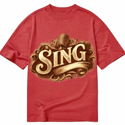 Bold typography design - "SING" - vocal expression, musical soul - Classic T-shirt - Red