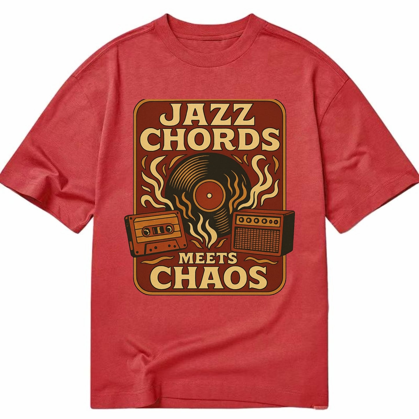Jazz chords with hyperpop energy - "Jazz Meets Chaos" - unexpected fusion - Classic T-shirt - Red