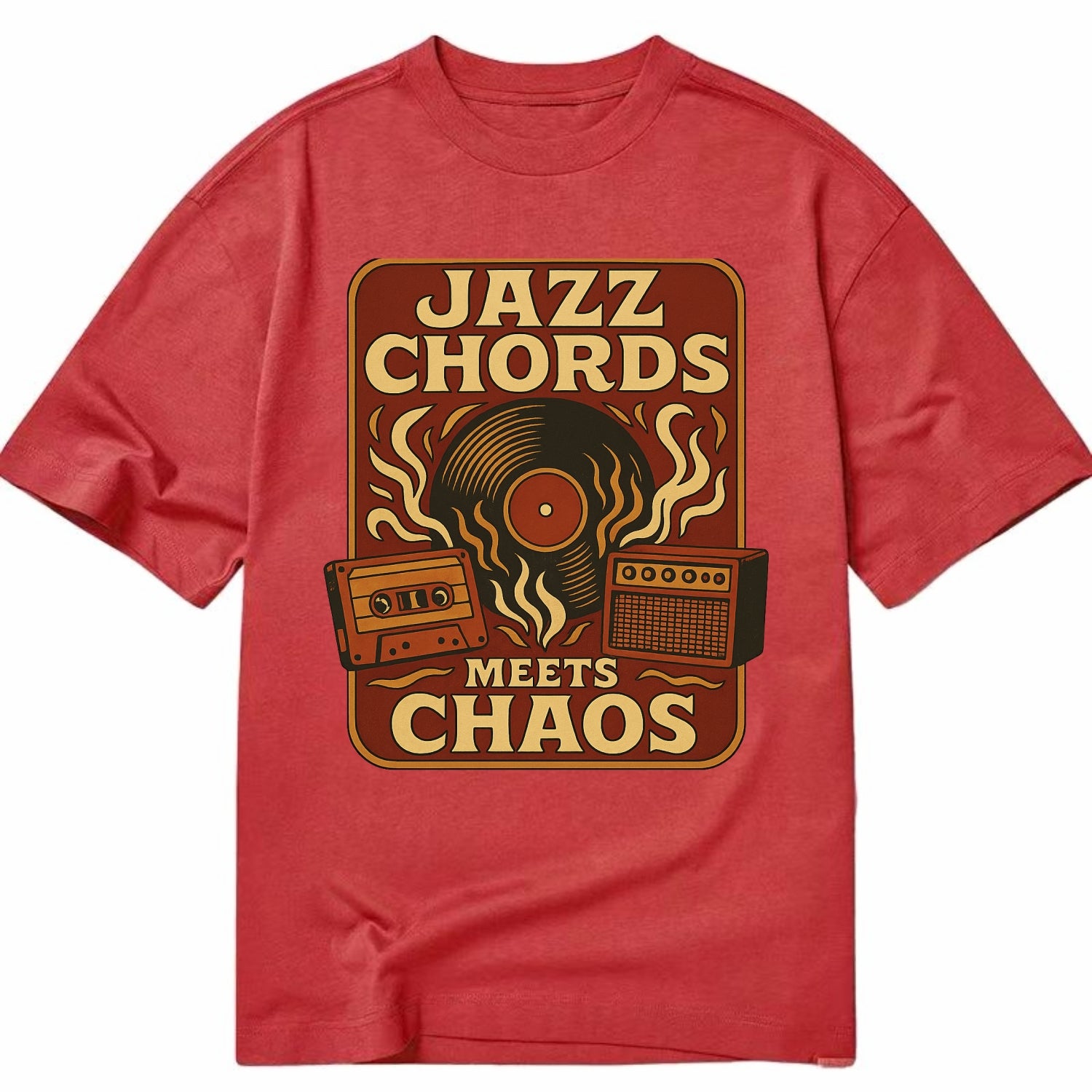 Jazz chords with hyperpop energy - "Jazz Meets Chaos" - unexpected fusion - Classic T-shirt - Red