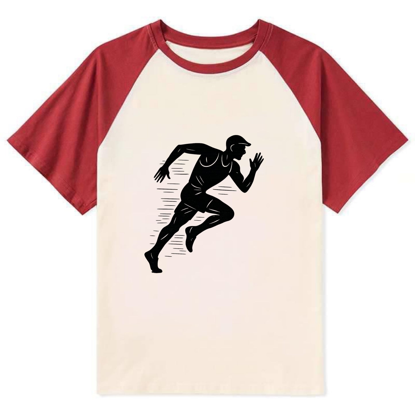 Runner in full stride sprinting - Contrast Raglan T-shirt - Red
