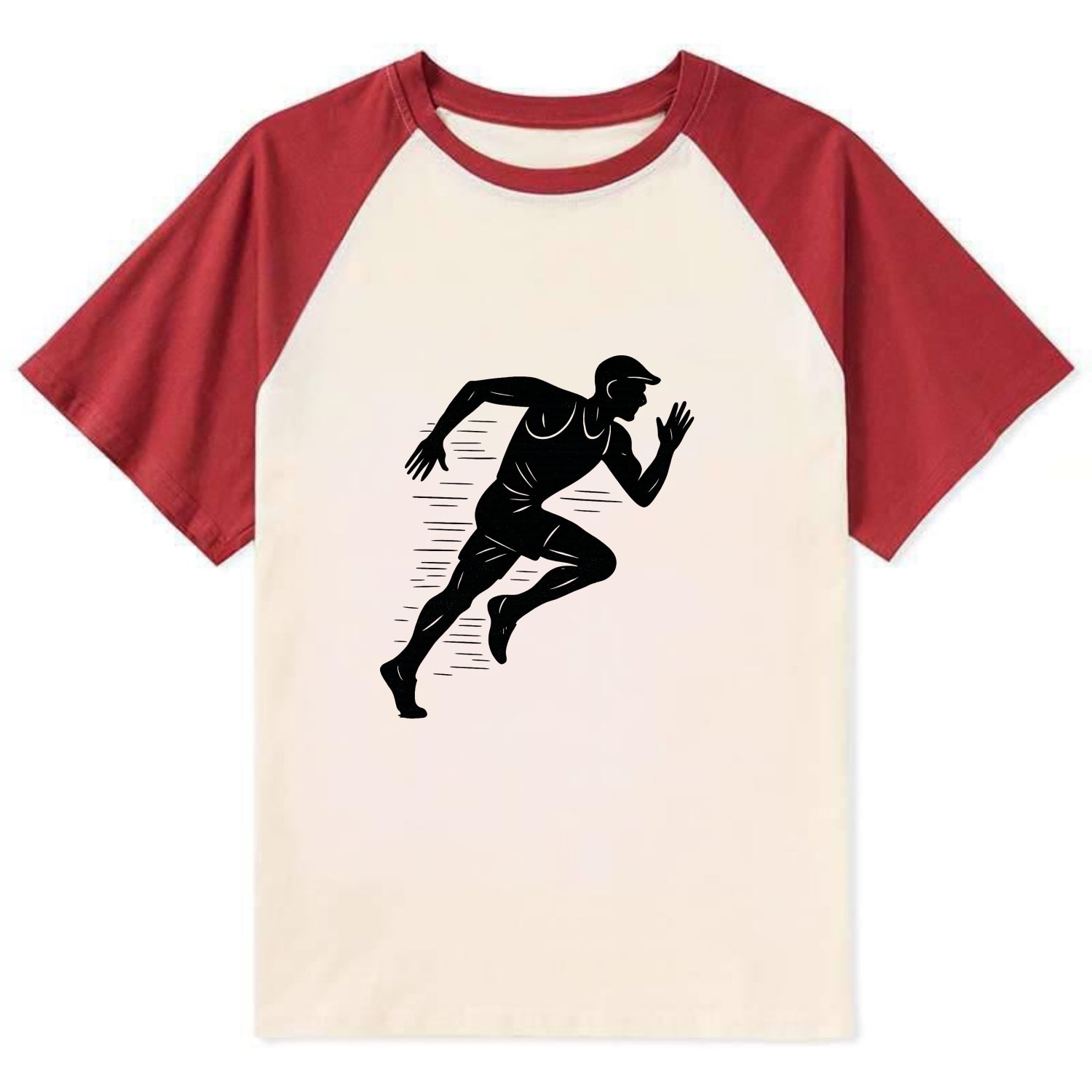 Runner in full stride sprinting - Contrast Raglan T-shirt - Red