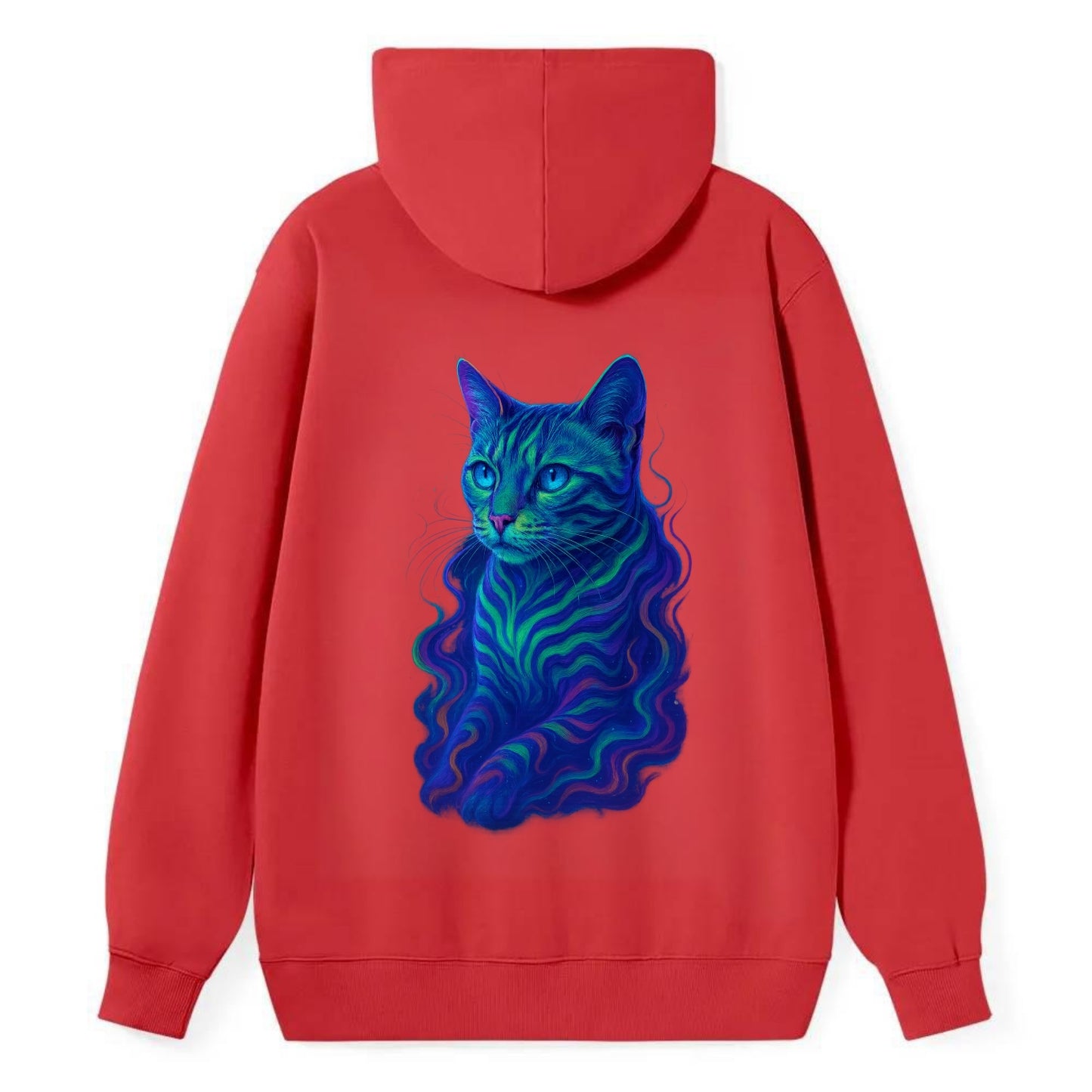 Exotic Bengal cat with aurora borealis colors flowing through its - Classic Pullover Hoodie - Red
