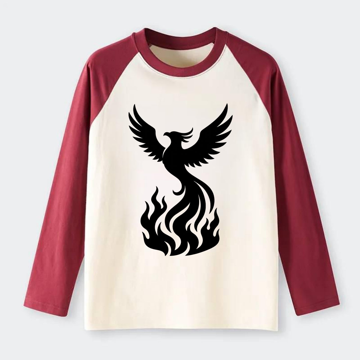 Phoenix rising from flames - Raglan Long Sleeve T-Shirt - Red