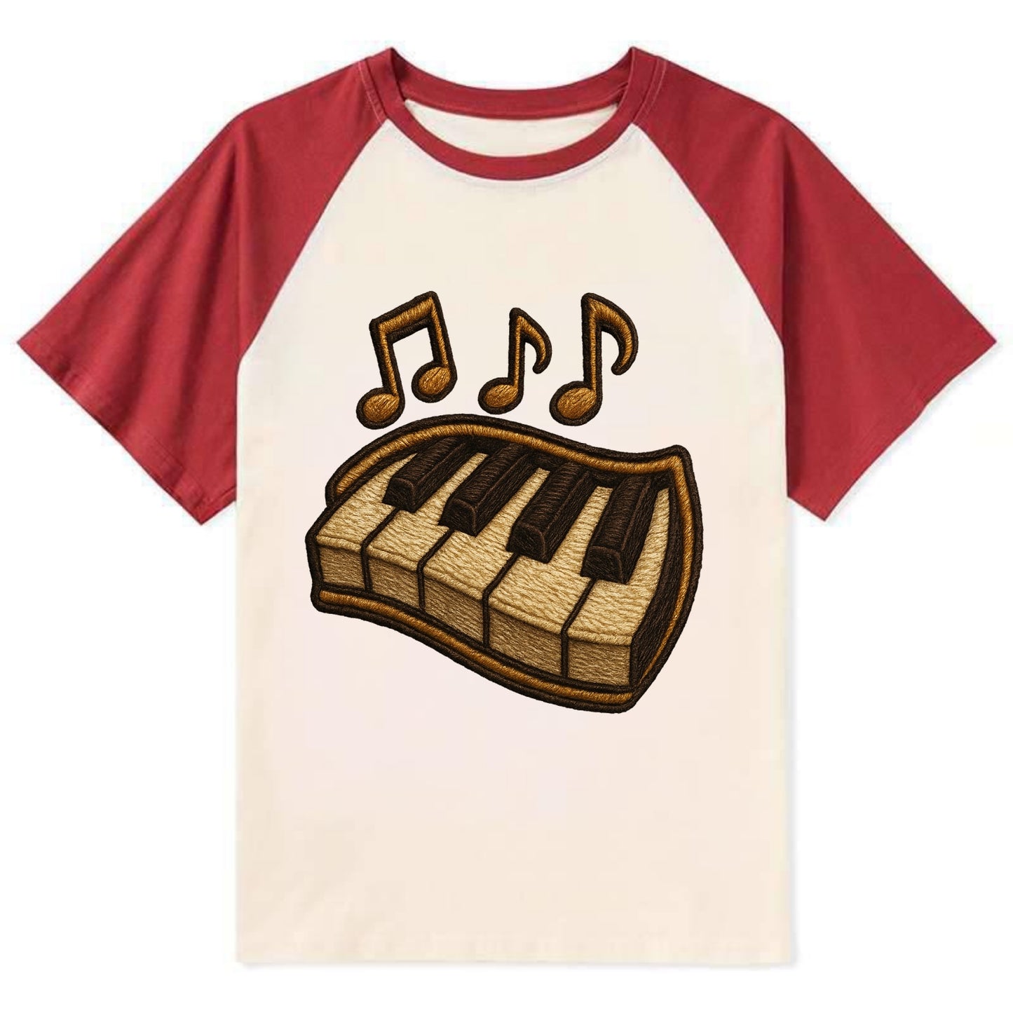 Piano Keys  - Contrast Raglan T-shirt - Red